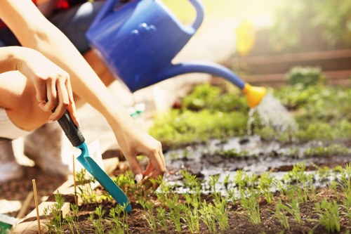 Pressure washing equipment cleaning a driveway