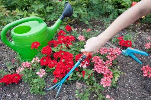 Pressure washing equipment in use at a residential property