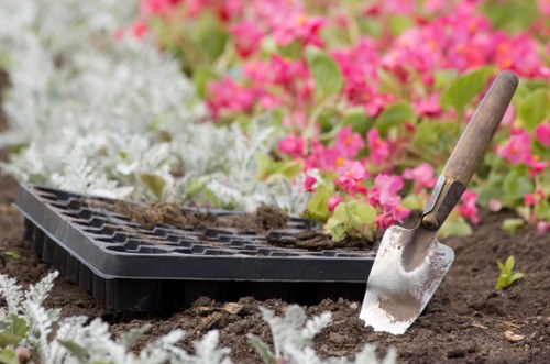 Professional pressure washing equipment in use