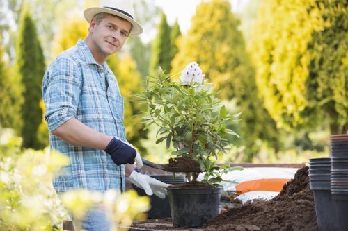 High-pressure washing equipment in action for outdoor cleaning